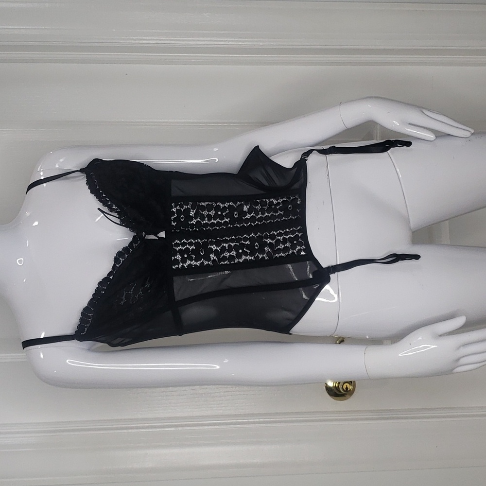 Acelandy Black Lingerie Corset & Thong Panty NWT Size L/XL